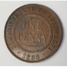 AUSTRALIA 1932/3 . ONE 1 PENNY . VARIETY . OVERDATE . 8 PEARLS